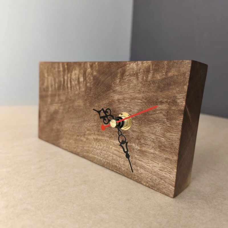 Handcrafted Walnut Wood Desk Clock – Elegant Rectangular Timepiece with Silent Movement