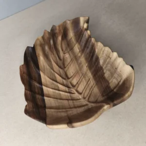 Handcrafted Walnut Wood Fig Leaf Shaped Serving Platter with Carved Detail – Perfect for Fruit, Snack & Appetizer