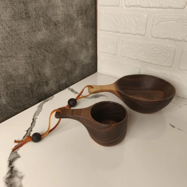 Handcrafted-Walnut-Wood-Kuksa-Mug-Wooden-Bowl-Set-Ideal-for-Drinks-Snacks-Outdoor-Use-4