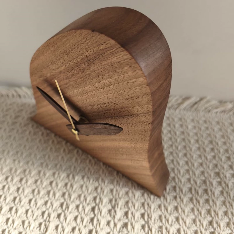Handcrafted Walnut Wood Rectangular Clock with Wooden Hands – Silent Desk Clock for Home & Haft‑Sin