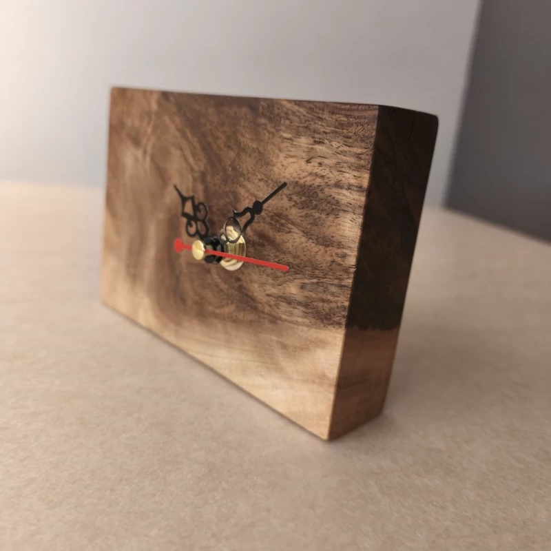 Handcrafted Walnut Wood Rectangular Desk Clock – Silent Timepiece for Home & Office