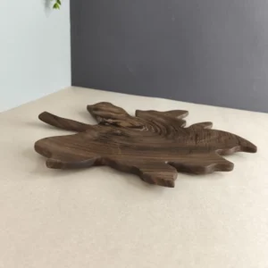 Handcrafted Walnut Serving Platter with Maple Leaf Design – Food & Snack Presentation Board