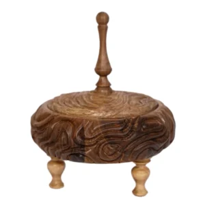 Handcrafted Walnut Wood Sugar Bowl with Hand-Carved Wavy Design – Natural & for Perfect for Sugar & Sweets