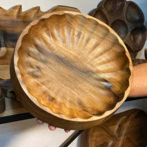 Handmade Walnut Wood Fruit Serving Bowl – Decorative & Functional Wooden Bowl, 30×30×7 cm