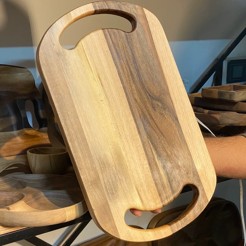 Handmade Walnut Wood Serving Tray with Handle – Ideal for Serving Tea, Coffee & Hosting Guests