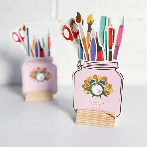 1405-Desk-Calendar-Pink-Mason-Jar-Stationery-Design-–-Wooden-Base-with-Washable-Sheets
