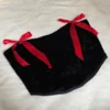 Black-Womens-Crop-Corset-–-Red-Bow-Accent-Simple-Design-Velvet-Fabric-with-Lining-Adjustable-Back-Tie