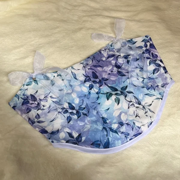 Blue-Womens-Crop-Corset-–-Leaf-Pattern-Design-with-Decorative-Bow-and-Adjustable-Back-Tie