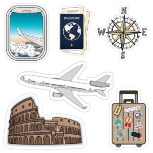 Decorative Mobile & Laptop Sticker Set – Travel Theme, Pack of 6 Pieces