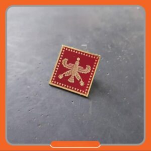 Derafsh Shahbaz Brass Lapel Pin with Red Color – Historic Persian Symbol Badge