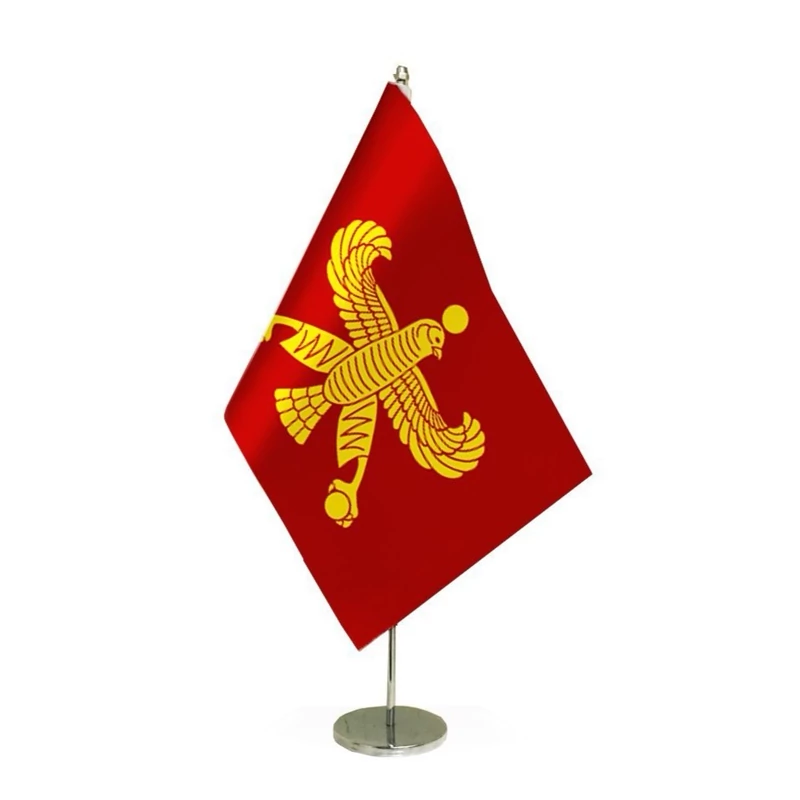 Derafsh Shahbaz Table Flag – Historic Persian Banner with Metal Base & Satin Fabric