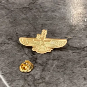 Golden Faravahar Brass Lapel Pin – Symbol of Persian Wisdom and Culture