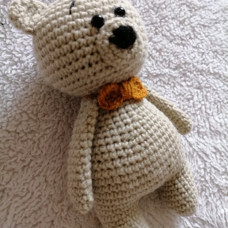 Handmade Knitted Teddy Bear Amigurumi – Cream Crochet Plush