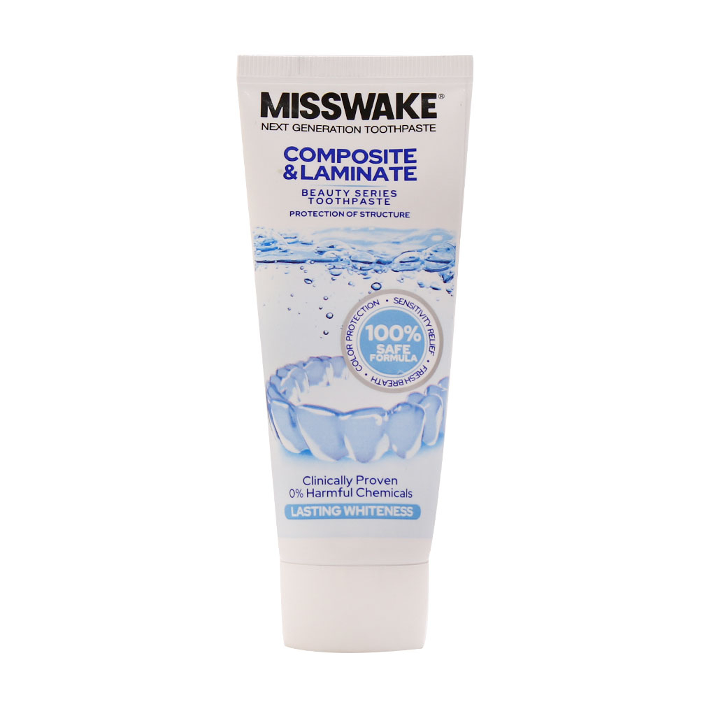 Misswake Toothpaste for Laminate & Composite Teeth – 75 ml, Protection & Longevity Care (3x)