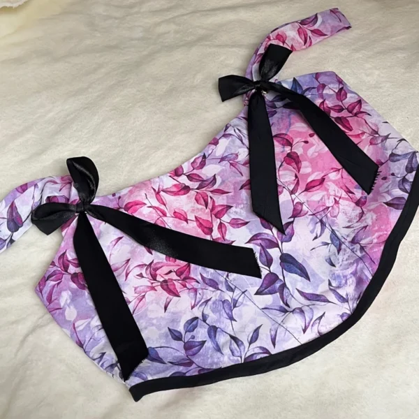 Purple-Womens-Crop-Corset-–-Crepe-Chiffon-Fabric-with-Lining-Adjustable-Back-Tie-Leaf-Motif