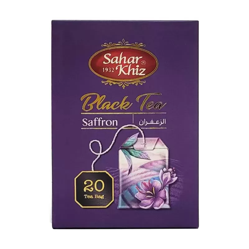 Saharkhiz Saffron Black Tea Bags – 20 Individually Packed Units, Premium Aromatic Brew (5x)