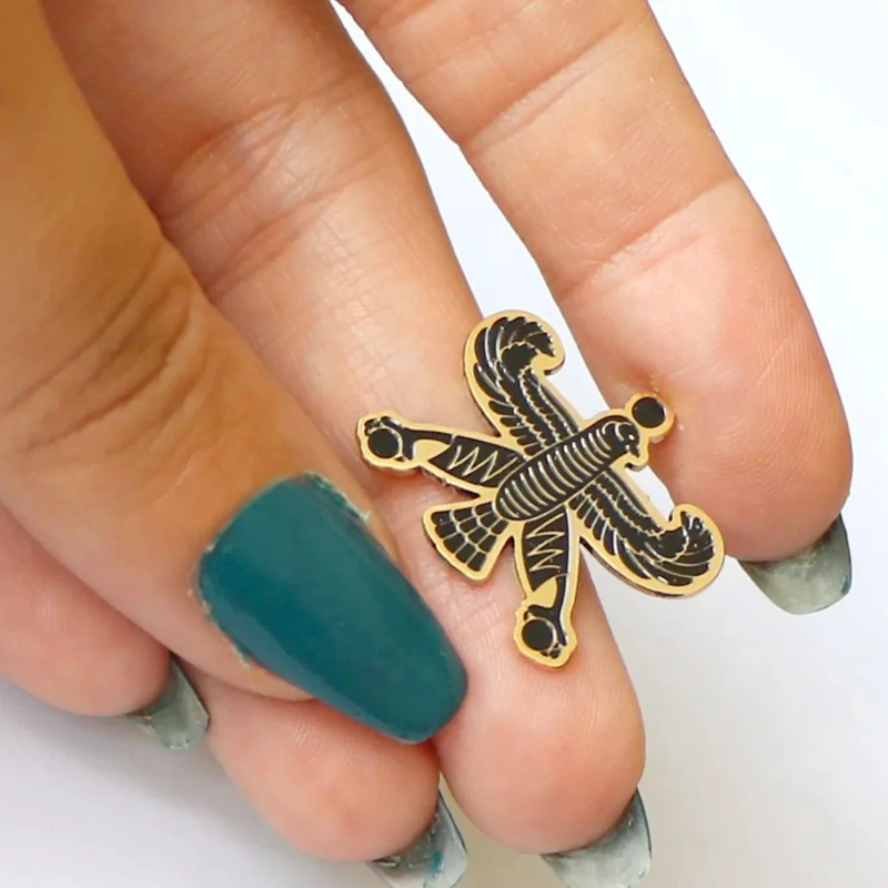 Shahbaz Black Brass Lapel Pin – Iconic Symbol of Achaemenid Persian Heritage